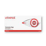 Universal® Correction Tape, Mini Economy, Non-Refillable, Clear/Red Applicator, 0.25" x 275", 10/Pack (UNV75611)