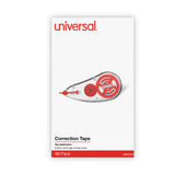 Universal® Correction Tape Dispenser, Non-Refillable, Transparent Red Applicator, 0.2" x 315", 10/Pack (UNV75616)