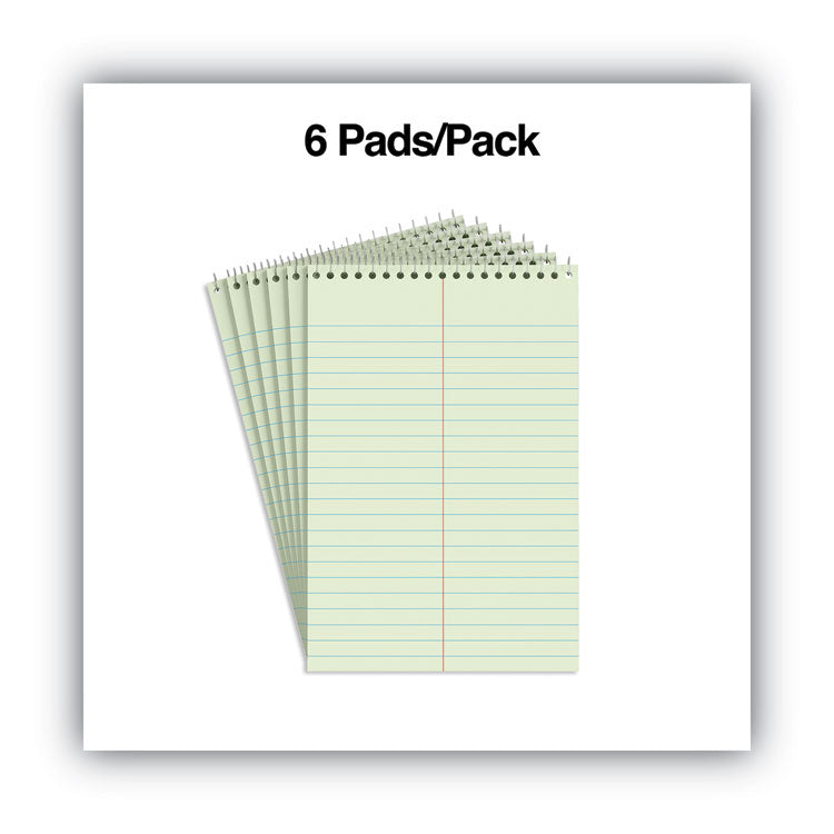 Universal® Steno Pads, Gregg Rule, Red Cover, 80 Green-Tint 6 x 9 Sheets, 6/Pack (UNV86920PK)