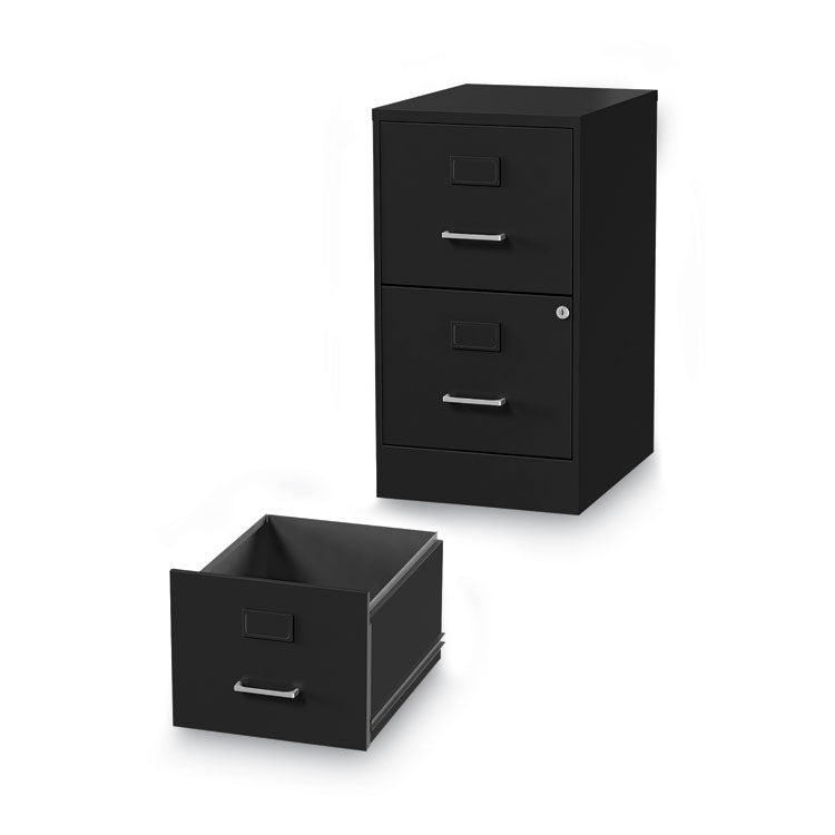 Alera® Soho Vertical File Cabinet, 2 Drawers: File/File, Letter, Black, 14" x 18" x 24.1" (ALESVF1824BL)