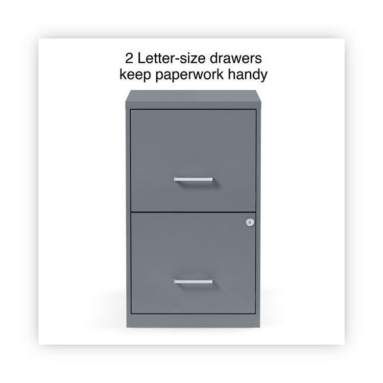 Alera® Soho Vertical File Cabinet, 2 Drawers: File/File, Letter, Charcoal, 14" x 18" x 24.1" (ALESVF1824CH)