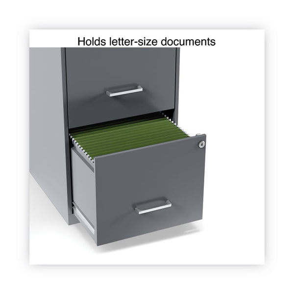 Alera® Soho Vertical File Cabinet, 2 Drawers: File/File, Letter, Charcoal, 14" x 18" x 24.1" (ALESVF1824CH)