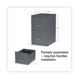 Alera® Soho Vertical File Cabinet, 2 Drawers: File/File, Letter, Charcoal, 14" x 18" x 24.1" (ALESVF1824CH)