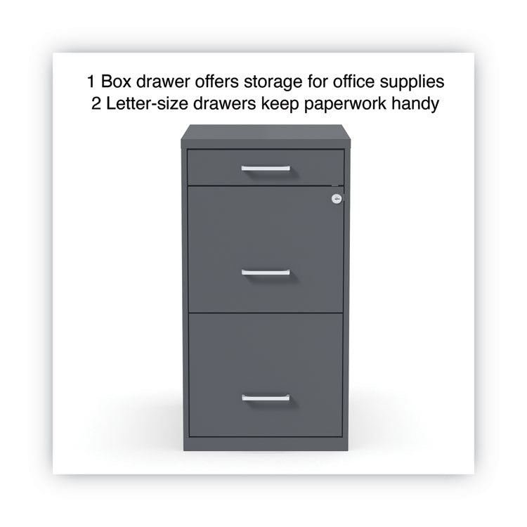 Alera® Soho Vertical File Cabinet, 3 Drawers: Pencil/File/File, Letter, Charcoal, 14" x 18" x 26.9" (ALESVF1827CH)