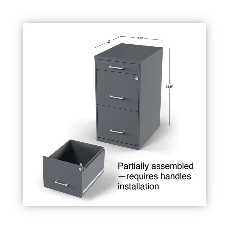 Alera® Soho Vertical File Cabinet, 3 Drawers: Pencil/File/File, Letter, Charcoal, 14" x 18" x 26.9" (ALESVF1827CH)