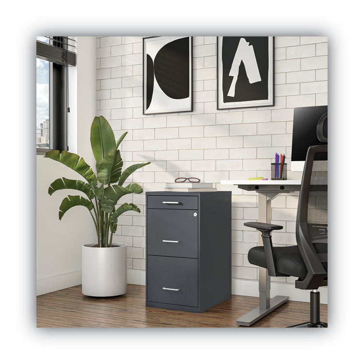 Alera® Soho Vertical File Cabinet, 3 Drawers: Pencil/File/File, Letter, Charcoal, 14" x 18" x 26.9" (ALESVF1827CH)