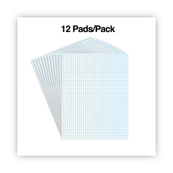 Universal® Quadrille-Rule Glue Top Pads, Quadrille Rule (4 sq/in), 50 White 8.5 X 11 Sheets, Dozen (UNV20631)