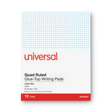 Universal® Quadrille-Rule Glue Top Pads, Quadrille Rule (4 sq/in), 50 White 8.5 X 11 Sheets, Dozen (UNV20631)