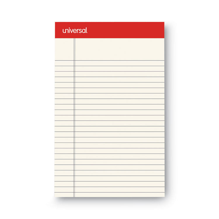 Universal® Colored Perforated Ruled Writing Pads, Narrow Rule, 50 Ivory 5 x 8 Sheets, Dozen (UNV35852)