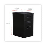 Alera® File Pedestal, Left or Right, 3-Drawers: Box/Box/File, Legal/Letter, Black, 14.96" x 19.29" x 27.75" (ALEPABBFBL)