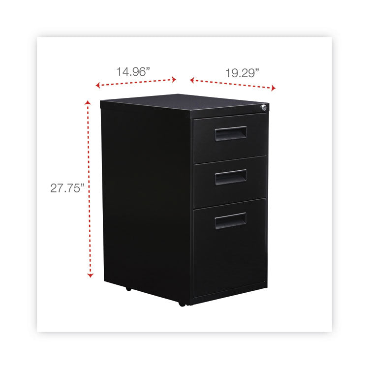 Alera® File Pedestal, Left or Right, 3-Drawers: Box/Box/File, Legal/Letter, Black, 14.96" x 19.29" x 27.75" (ALEPABBFBL)