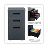 Alera® File Pedestal, Left or Right, 3-Drawers: Box/Box/File, Legal/Letter, Charcoal, 14.96" x 19.29" x 27.75" (ALEPABBFCH)