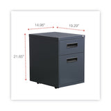 Alera® File Pedestal, Left or Right, 2-Drawers: Box/File, Legal/Letter, Charcoal, 14.96" x 19.29" x 21.65" (ALEPABFCH)