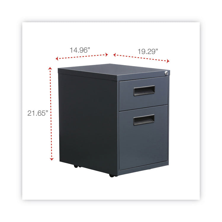 Alera® File Pedestal, Left or Right, 2-Drawers: Box/File, Legal/Letter, Charcoal, 14.96" x 19.29" x 21.65" (ALEPABFCH)