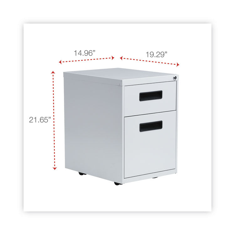 Alera® File Pedestal, Left or Right, 2-Drawers: Box/File, Legal/Letter, Light Gray, 14.96" x 19.29" x 21.65" (ALEPABFLG)