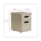 Alera® File Pedestal, Left or Right, 2-Drawers: Box/File, Legal/Letter, Putty, 14.96" x 19.29" x 21.65" (ALEPABFPY)