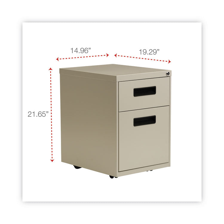 Alera® File Pedestal, Left or Right, 2-Drawers: Box/File, Legal/Letter, Putty, 14.96" x 19.29" x 21.65" (ALEPABFPY)