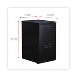 Alera® File Pedestal, Left or Right, 2 Legal/Letter-Size File Drawers, Black, 14.96" x 19.29" x 27.75" (ALEPAFFBL)