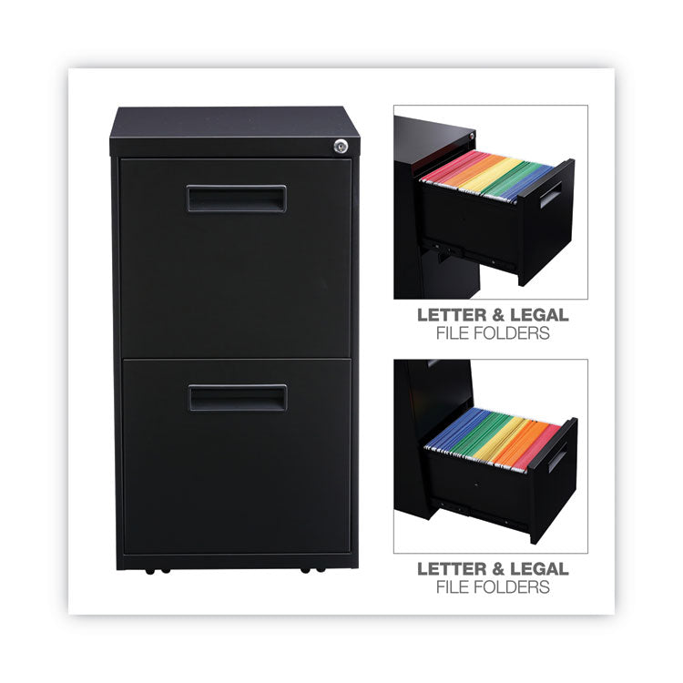 Alera® File Pedestal, Left or Right, 2 Legal/Letter-Size File Drawers, Black, 14.96" x 19.29" x 27.75" (ALEPAFFBL)