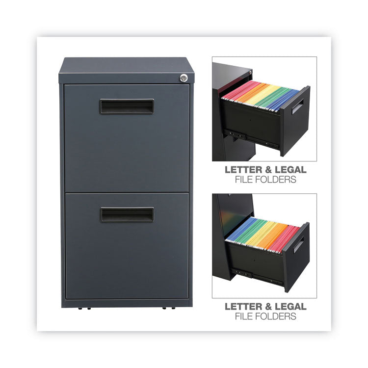 Alera® File Pedestal, Left or Right, 2 Legal/Letter-Size File Drawers, Charcoal, 14.96" x 19.29" x 27.75" (ALEPAFFCH)