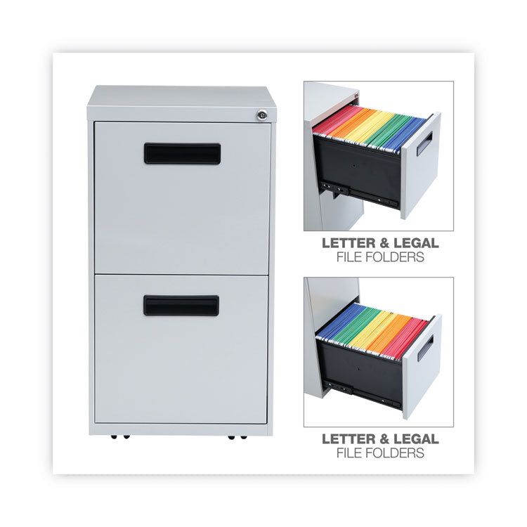 Alera® File Pedestal, Left or Right, 2 Legal/Letter-Size File Drawers, Light Gray, 14.96" x 19.29" x 27.75" (ALEPAFFLG)