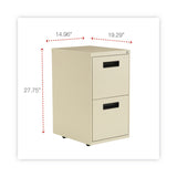 Alera® File Pedestal, Left or Right, 2 Legal/Letter-Size File Drawers, Putty, 14.96" x 19.29" x 27.75" (ALEPAFFPY)