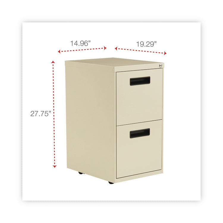 Alera® File Pedestal, Left or Right, 2 Legal/Letter-Size File Drawers, Putty, 14.96" x 19.29" x 27.75" (ALEPAFFPY)