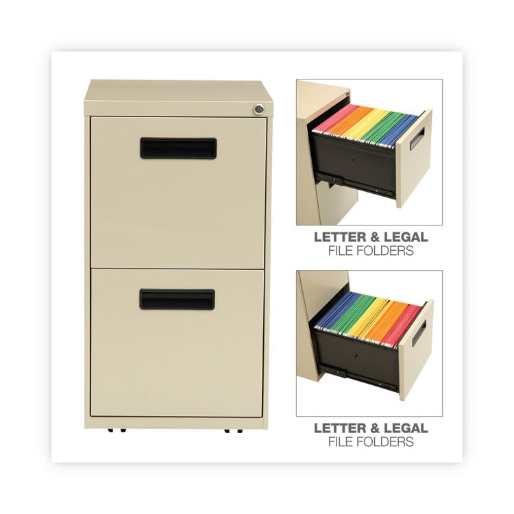 Alera® File Pedestal, Left or Right, 2 Legal/Letter-Size File Drawers, Putty, 14.96" x 19.29" x 27.75" (ALEPAFFPY)