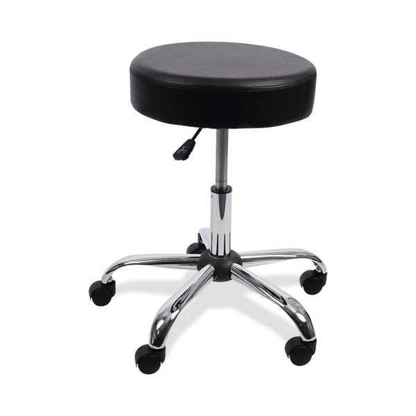 Alera® Height Adjustable Lab Stool, Backless, Supports Up to 275 lb, 19.69" to 24.80" Seat Height, Black Seat, Chrome Base (ALEUS4716)