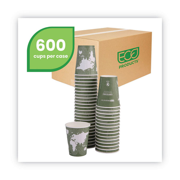 Eco-Products® World Art Renewable and Compostable Insulated Hot Cups, PLA, 12 oz, 40/Packs, 15 Packs/Carton (ECOEPBNHC12WD)