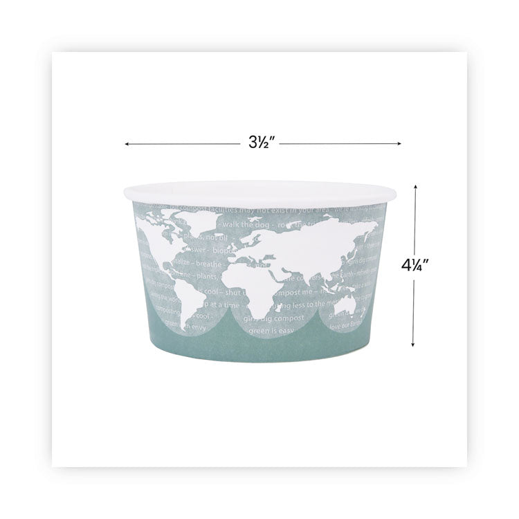 Eco-Products® World Art Renewable and Compostable Food Container, 12 oz, 4.05 Diameter x 2.5 h, Green, Paper, 25/Pack, 20 Packs/Carton (ECOEPBSC12WA) Case of 500