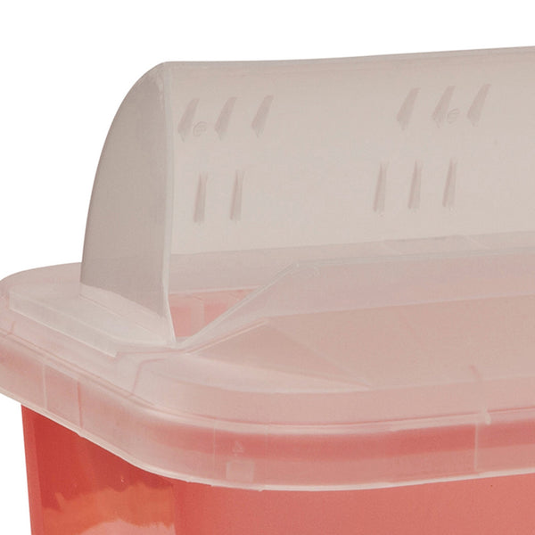 SharpSafety™ Sharps Container Translucent Red Base 10 H X 10-1/2 W X 7-1/4 D Inch Horizontal Entry 2 Gallon (191568_CS) 20/CS