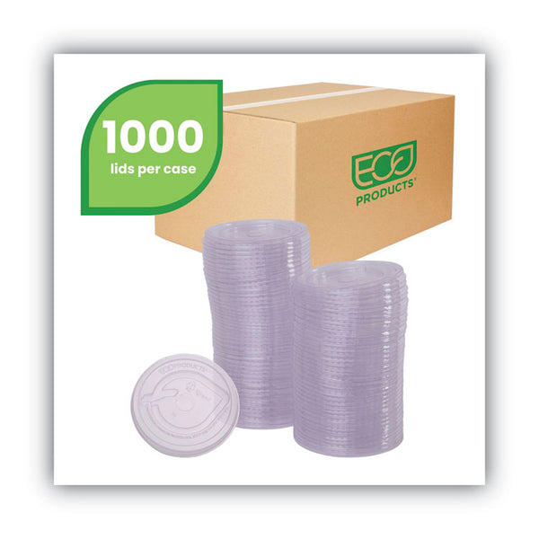 Eco-Products® GreenStripe Renewable and Compost Cold Cup Flat Lids, Fits 9 oz to 24 oz Cups, Clear, 100/Pack, 10 Packs/Carton (ECOEPFLCC)