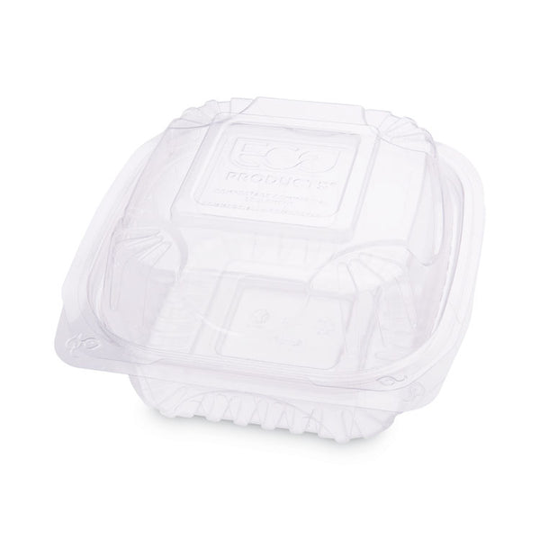Eco-Products® Clear Clamshell Hinged Food Containers, 6 x 6 x 3, Plastic, 80/Pack, 3 Packs/Carton (ECOEPLC6)
