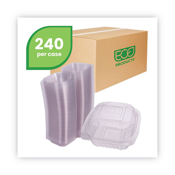Eco-Products® Clear Clamshell Hinged Food Containers, 6 x 6 x 3, Plastic, 80/Pack, 3 Packs/Carton (ECOEPLC6)