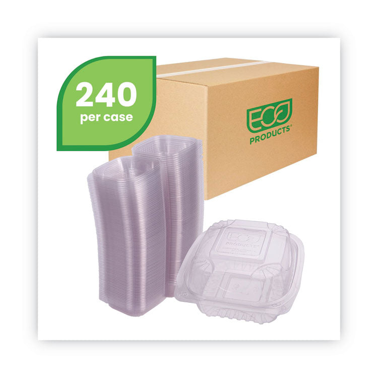 Eco-Products® Clear Clamshell Hinged Food Containers, 6 x 6 x 3, Plastic, 80/Pack, 3 Packs/Carton (ECOEPLC6) Case of 240