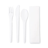 Eco-Products® Plantware Compostable Cutlery Kit, Knife/Fork/Spoon/Napkin, 6", Pearl White, 250 Kits/Carton (ECOEPS015)