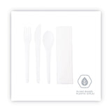 Eco-Products® Plantware Compostable Cutlery Kit, Knife/Fork/Spoon/Napkin, 6", Pearl White, 250 Kits/Carton (ECOEPS015)