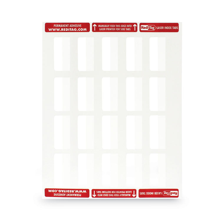 Redi-Tag® Laser Printable Index Tabs, 1/5-Cut, White, 2" Wide, 300/Pack (RTG39170) Pack of 300