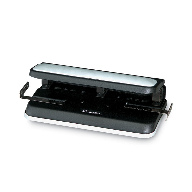 Swingline® 32-Sheet Lever Handle Heavy-Duty Two- to Seven-Hole Punch, 9/32" Holes, Black (SWI74350)