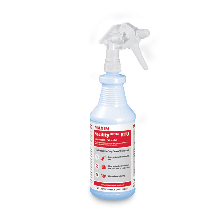 Maxim® Facility+ RTU Disinfectant, Safe-to-Ship, Unscented, 32 oz, 6/Carton (MLB04640086) Case of 6