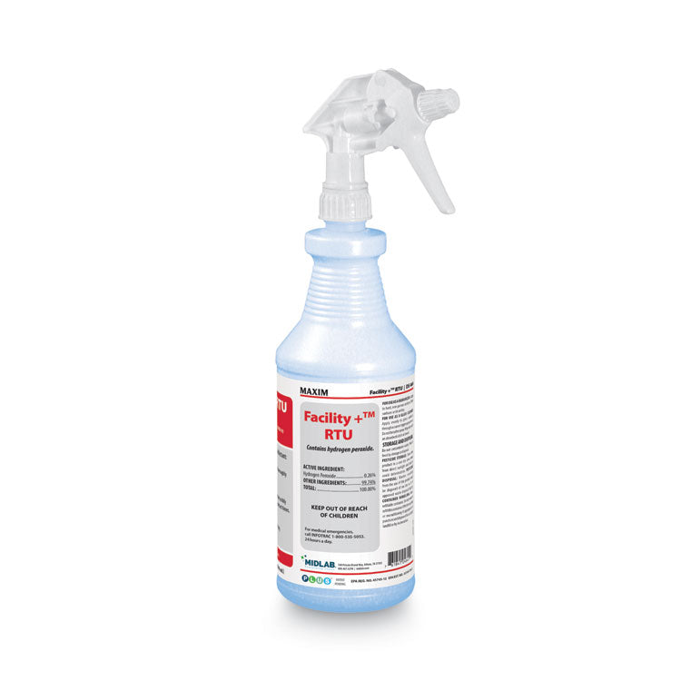 Maxim® Facility+ RTU Disinfectant, Safe-to-Ship, Unscented, 32 oz, 6/Carton (MLB04640086) Case of 6