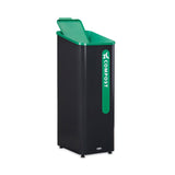 Rubbermaid Sustain Decorative Refuse with Recycling Lid, 15 gal, Metal/Plastic, Black/Green (RCP2078991) Each
