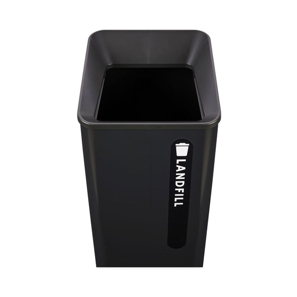 Rubbermaid Sustain Decorative Refuse with Recycling Lid, 23 gal, Metal/Plastic, Black (RCP2078988) Each