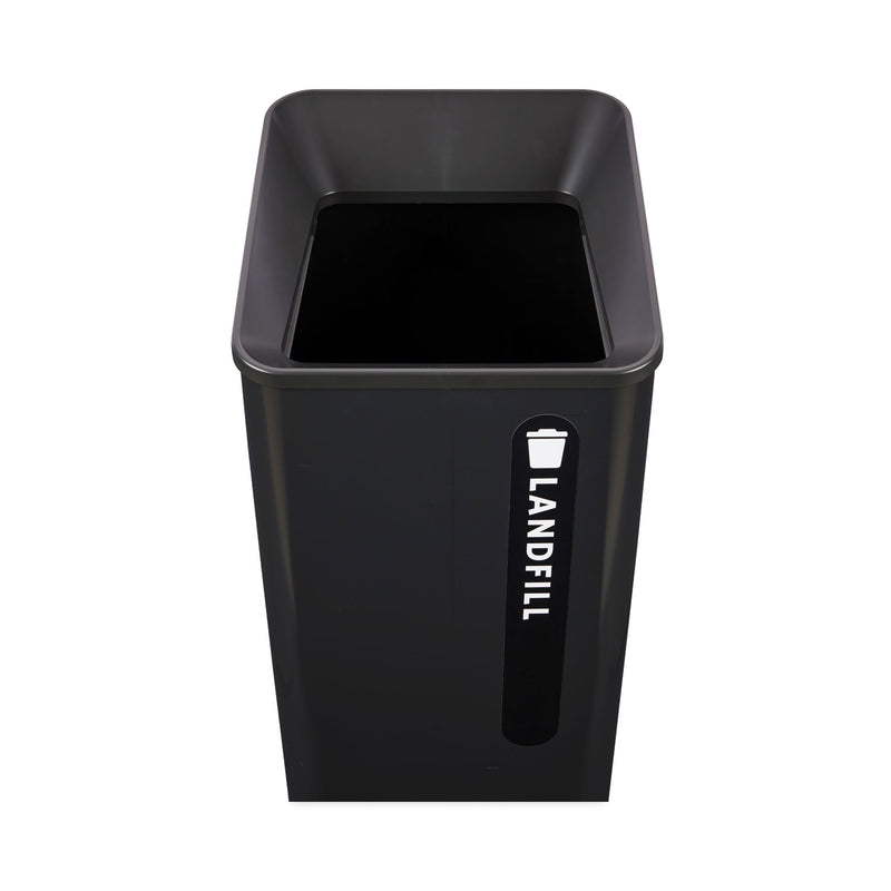 Rubbermaid Sustain Decorative Refuse with Recycling Lid, 23 gal, Metal/Plastic, Black (RCP2078988) Each