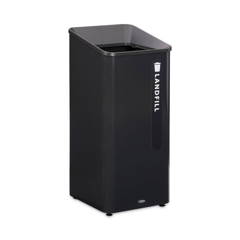 Rubbermaid Sustain Decorative Refuse with Recycling Lid, 23 gal, Metal/Plastic, Black (RCP2078988) Each