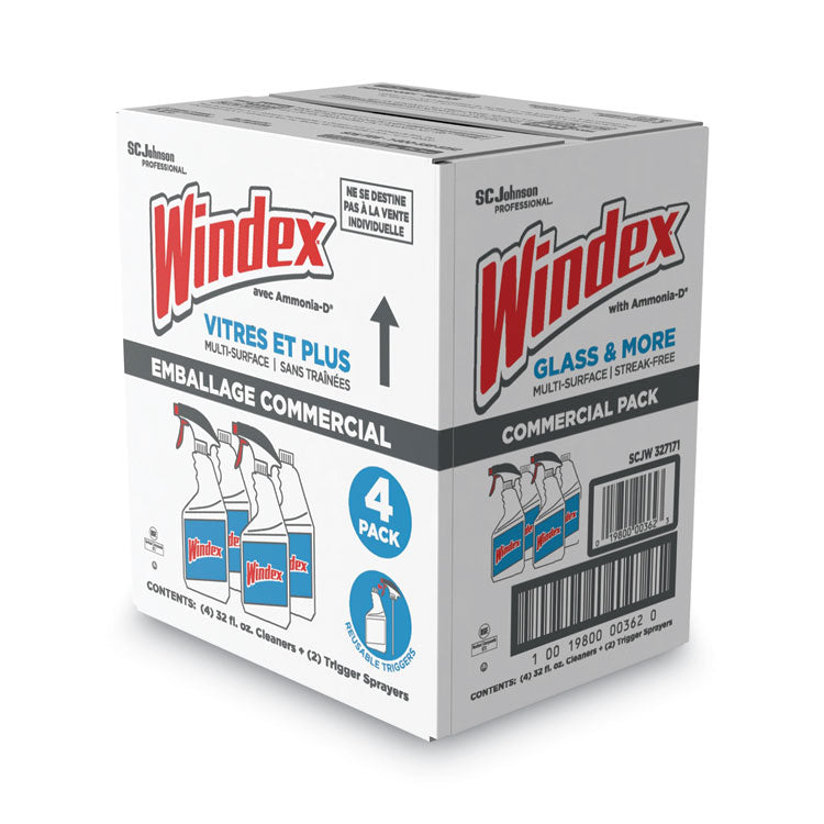 Windex® Original Glass Cleaner, Fresh Scent, 32 oz Spray Bottle, 4/Carton (SJN327171) Case of 4