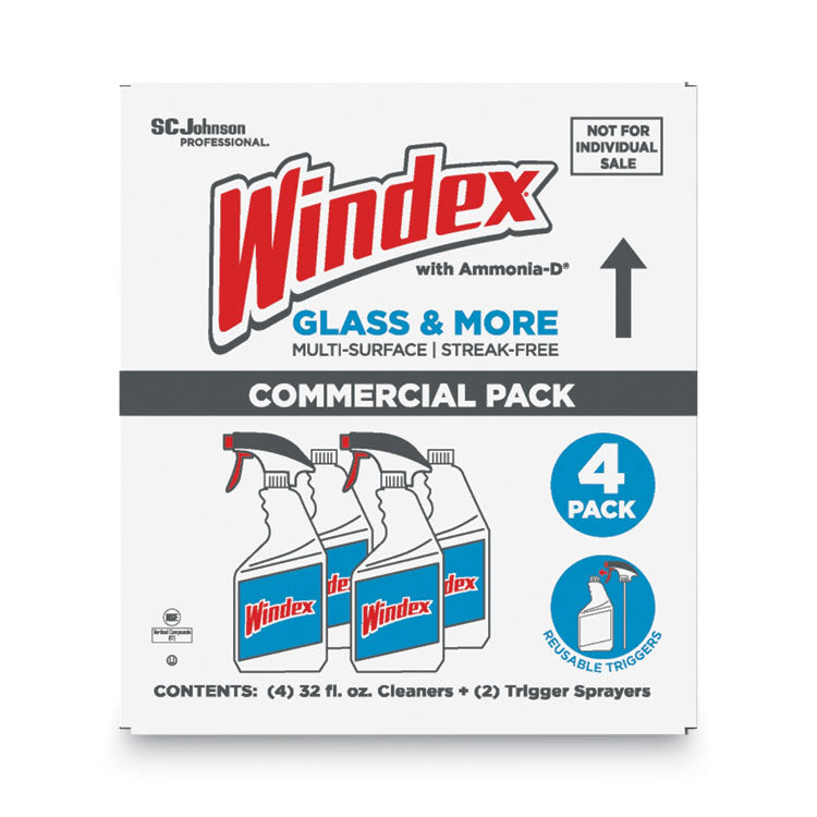 Windex® Original Glass Cleaner, Fresh Scent, 32 oz Spray Bottle, 4/Carton (SJN327171) Case of 4