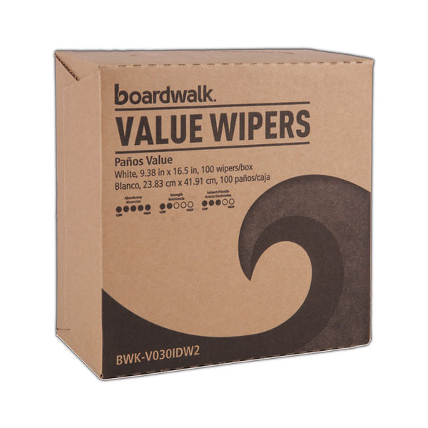Boardwalk® DRC Wipers, 9.33 x 16.5, White, 100 Dispenser Packs, 9 Dispenser Packs/Carton (BWKV030IDW2)