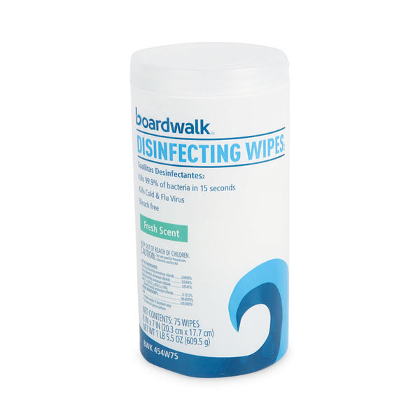 Boardwalk® Disinfecting Wipes, 7 x 8, Fresh Scent, 75/Canister, 6 Canisters/Carton (BWK454W75)